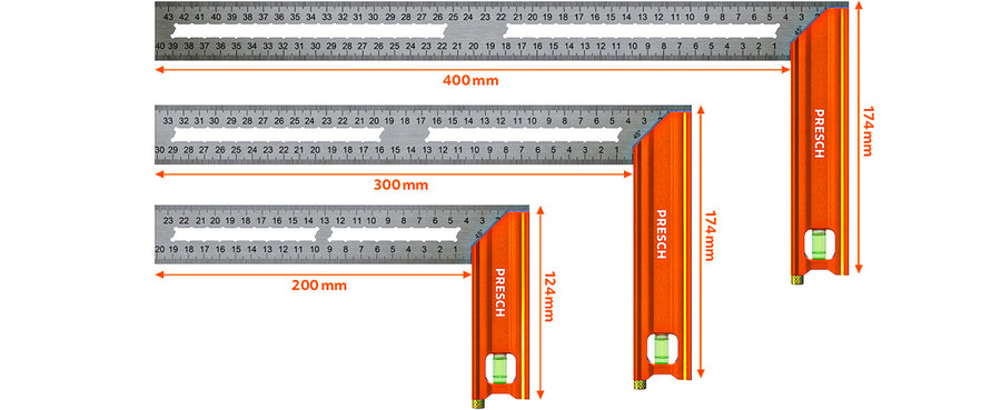 PRESCH Anschlagwinkel Set in verschiedenen Größen, Präzisionswinkel und Montagewinkel Tools