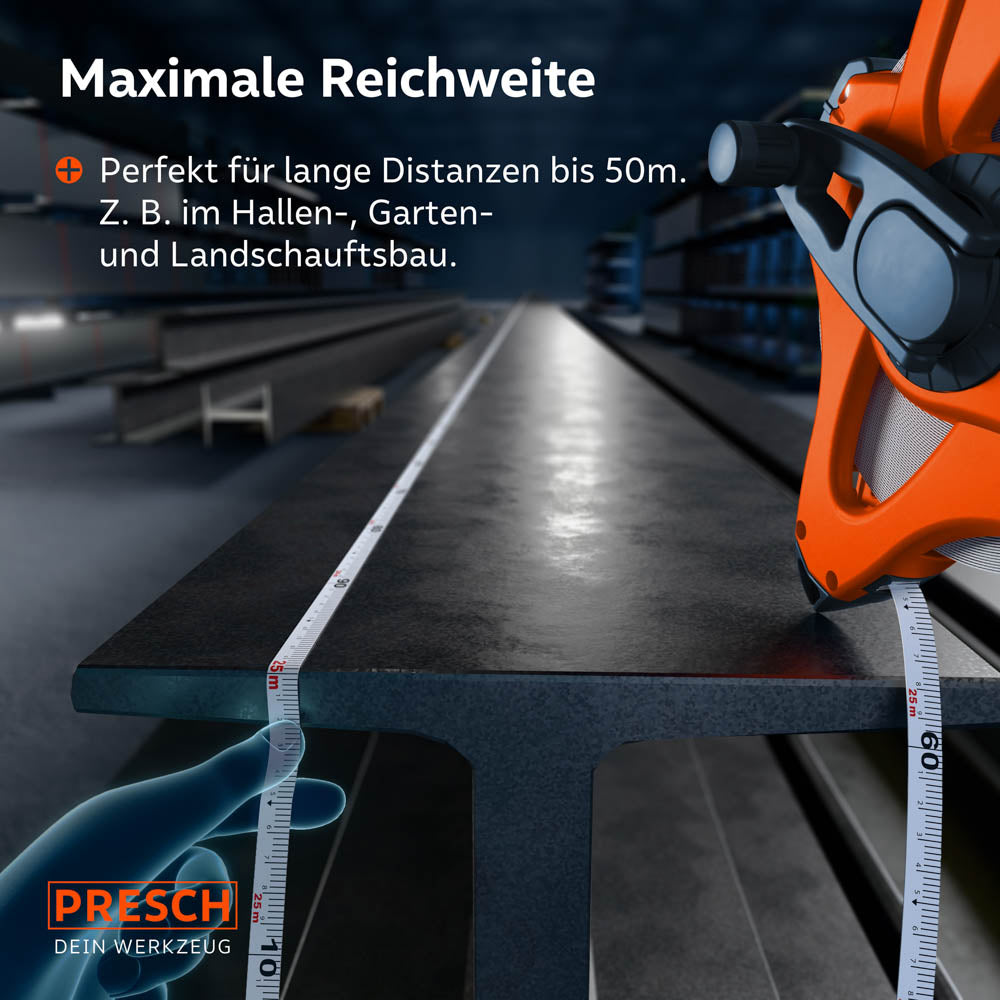 Rollbandmaß 50m + Gratis Maurerschnur