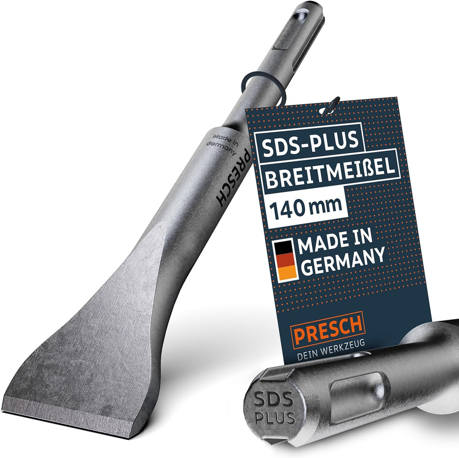 Presch SDS-Plus breedbeitel 140 mm, plattebeitel en beitelgereedschap ‘Made in Duitsland’.