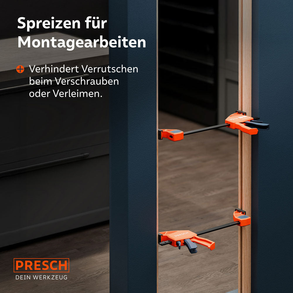 PRESCH Einhandzwinge 150mm – Schnellspannzwinge mit 75kg Spannkraft