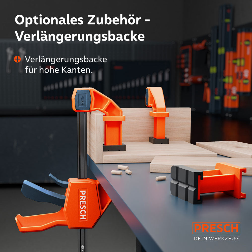 PRESCH Einhandzwinge 150mm – Schnellspannzwinge mit 75kg Spannkraft