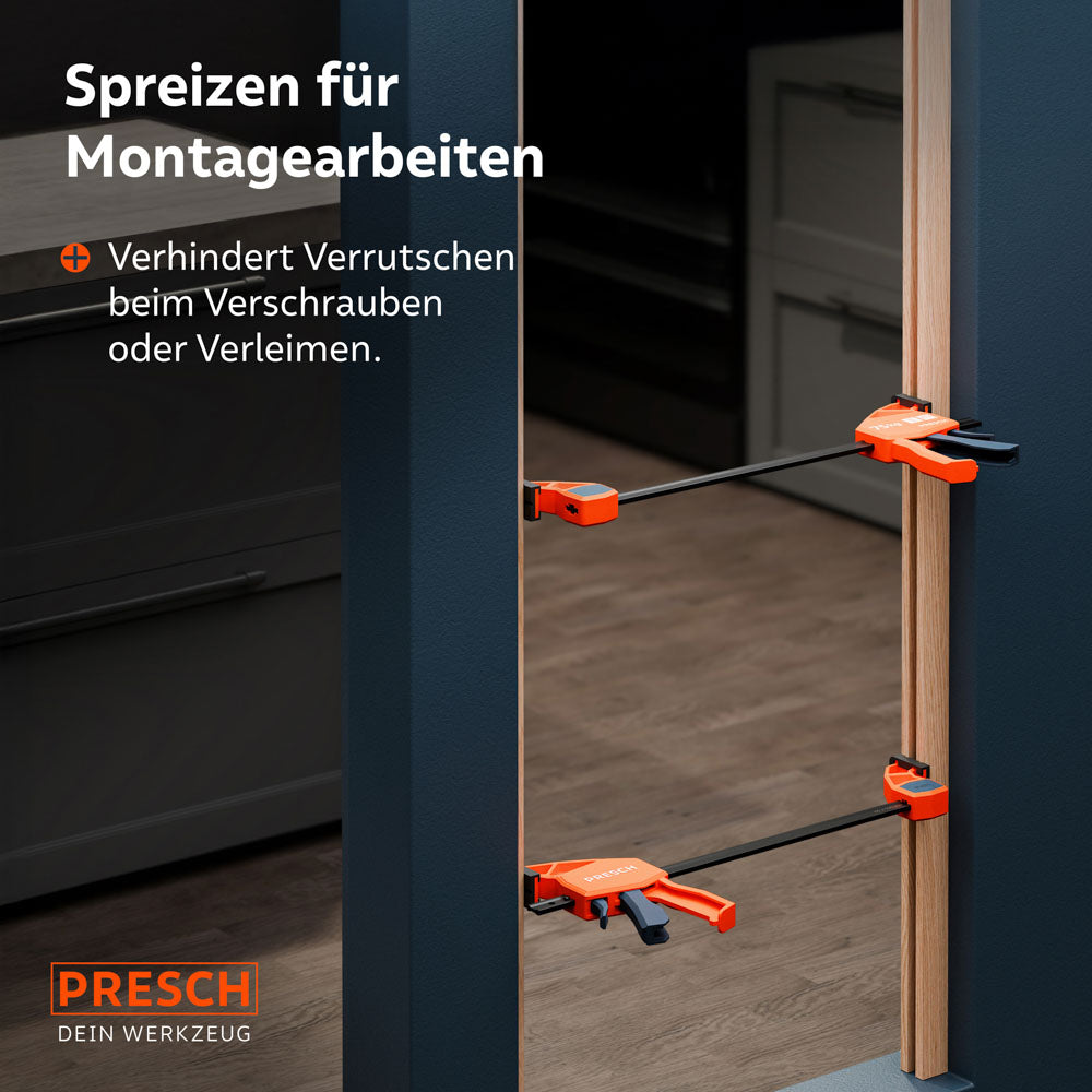 PRESCH Einhandzwinge 300mm – Schnellspannzwinge mit 75kg Spannkraft