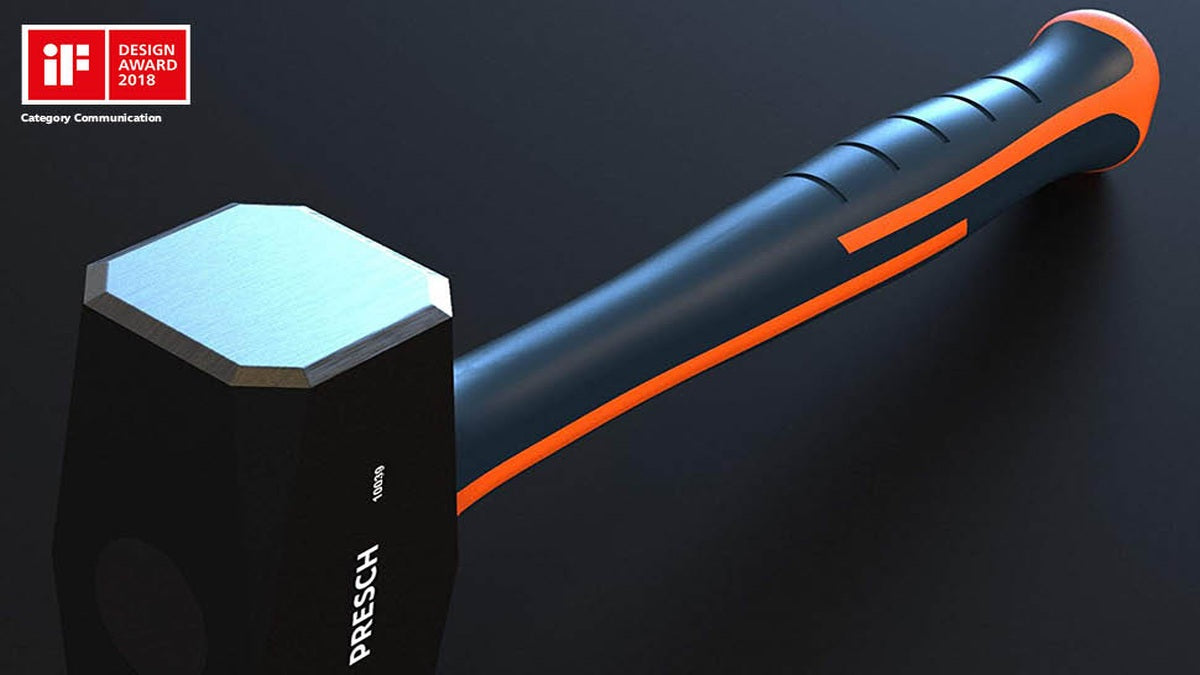 PRESCH Faustel mit Fiberglasstiel und ergonomischem Griff, ausgezeichnet mit dem iF Design Award 2018 in der Kategorie Kommunikation