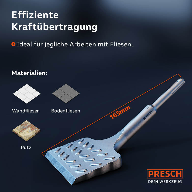 Dimensions du produit : Le large ciseau à carreaux a une longueur totale de 165 mm ; idéal pour les carreaux muraux, les carreaux de sol et le plâtre.
