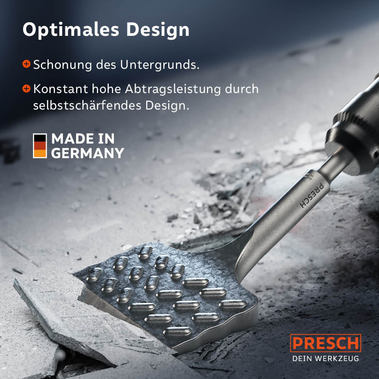 Protection du substrat à une performance d'abrasion constante grâce au design spécial auto‑affûtant de la lame de burin.
