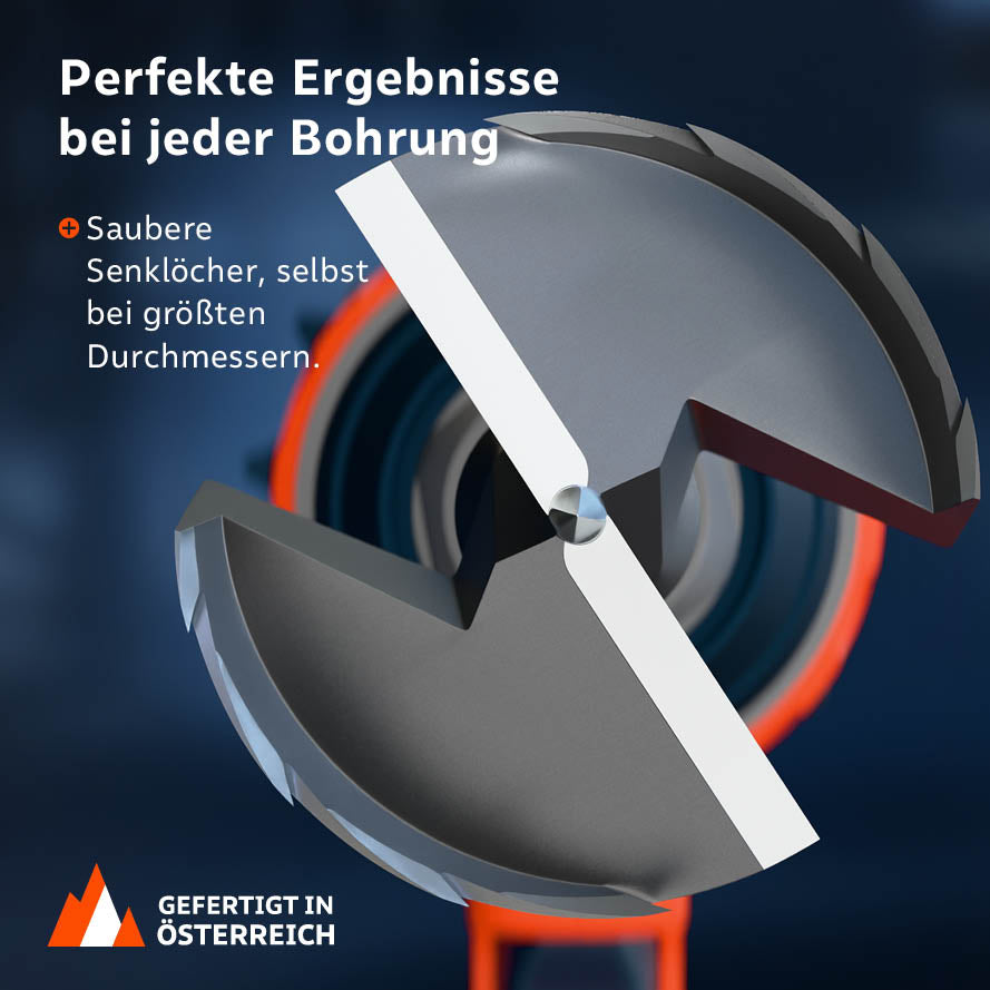 Perfekte Ergebnisse bei jeder Bohrung: Der 50mm Bohrer im Einsatz für präzise Scharnierbohrungen, Astlochbohrungen und saubere Senklöcher im Möbelbau.