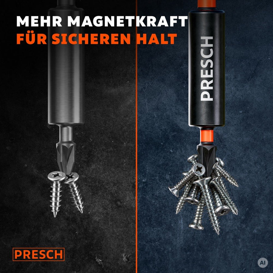 Magnetischer Impact Bit hält mehrere Schrauben, im Vergleich zu einem Standardbit