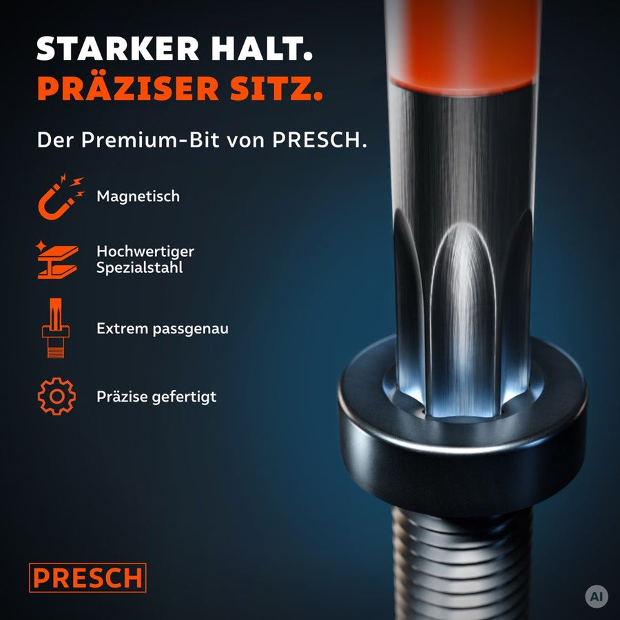Nahaufnahme eines Impact Bits, der passgenau im Kopf einer Schraube sitzt