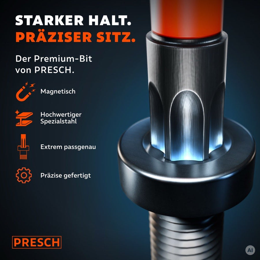 Nahaufnahme eines Impact Bits, der passgenau im Kopf einer Schraube sitzt