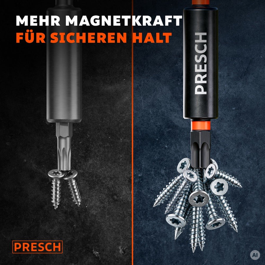 Magnetischer Impact Bit hält mehrere Schrauben, im Vergleich zu einem Standardbit