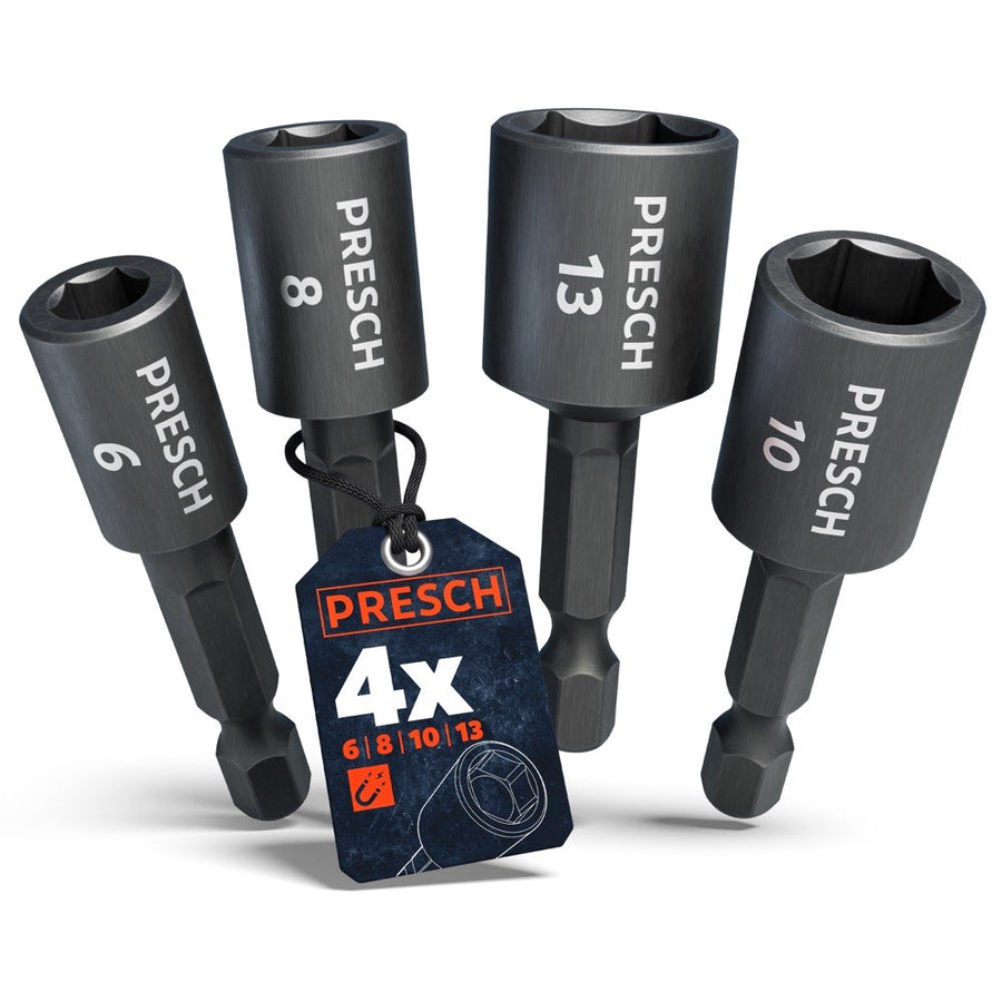 PRESCH Impact Steckschlüssel-Bit Set 4tlg. in den Schlüsselweiten 6, 8, 10 und 13 mm