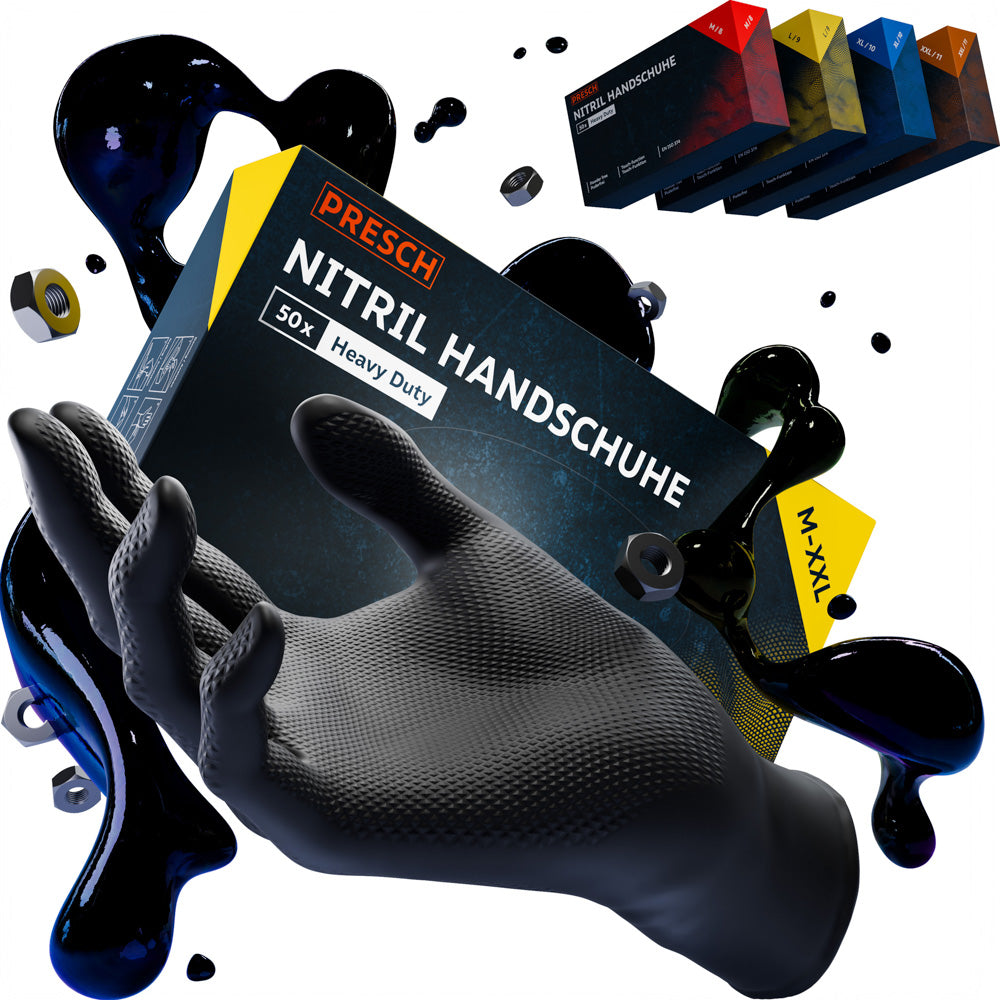 Nitrilhandschuhe Heavy Duty 50Stk. Schwarz » Sicher & Komfortabel » Jetzt kaufen