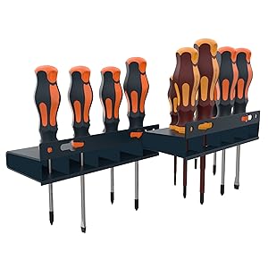 PRESCH Schraubendreher Set 14-teilig mit ergonomischen Griffen und Wandhalterung, verschiedene Schraubenzieher und Schraubwerkzeuge