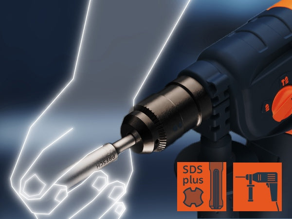 Spitzmeißel von PRESCH für SDS-plus Bohrmaschinen mit Meißel- und Hammerfunktion.