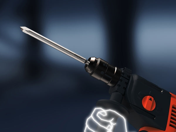 PRESCH Spitzmeissel auf einem Elektrohammer, Meißelwerkzeug in Nahaufnahme