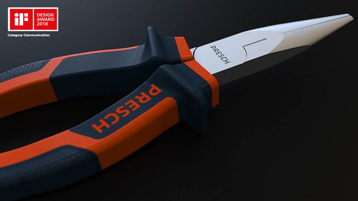 PRESCH Spitzzange mit isolierten Griffen, hochwertige Zangen für präzises Arbeiten in der Elektronik und Feinmechanik