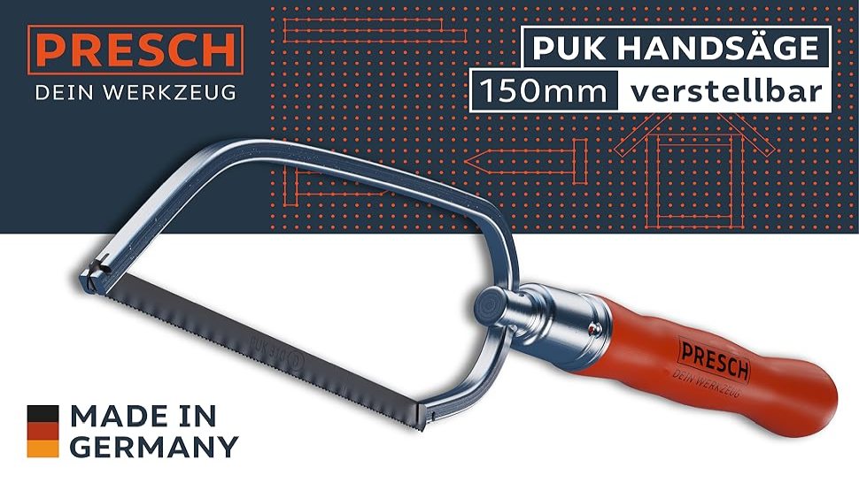 PRESCH Taschensäge 150mm verstellbar, kompakte Metallsäge, robuste Handsäge