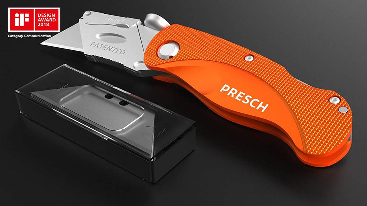 Hochwertiges Teppichmesser von Presch mit Ersatzklingen und ergonomischer Griff, Cutter für präzise Schnitte.