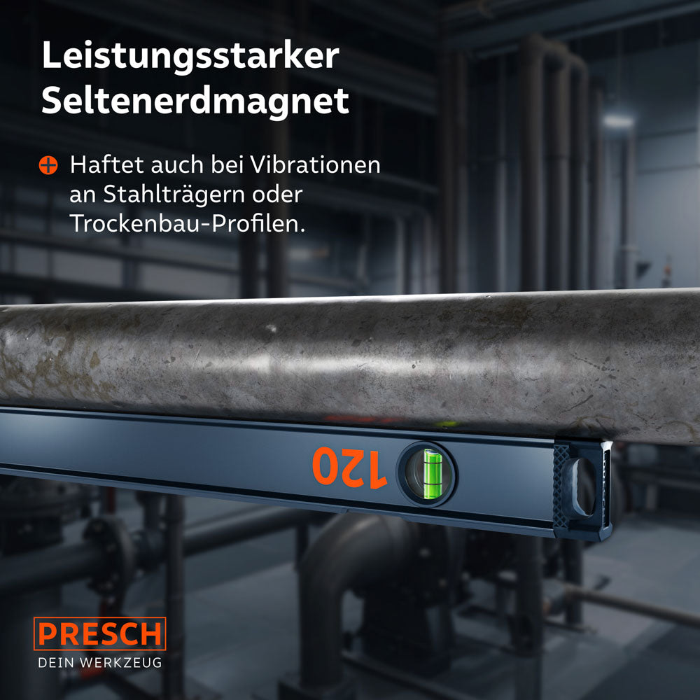 PRESCH Wasserwaage magnetisch 120cm mit starken Magneten