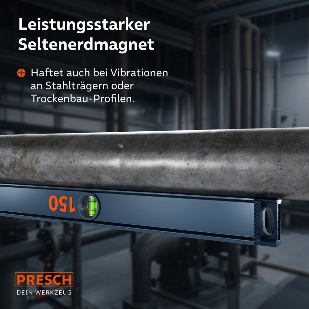 PRESCH Wasserwaage magnetisch 150cm mit starken Magneten