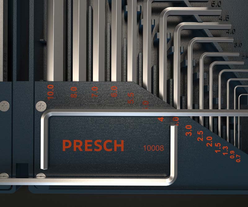 PRESCH Innensechskantschlüssel Set in metrischen und Zoll-Größen, hochwertige Sechskant-Schlüssel, präzise gearbeitet