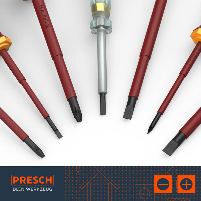 PRESCH VDE-Schraubendreher Set, isolierte Schraubenzieher für Elektriker, Elektrowerkzeug-Zubehör