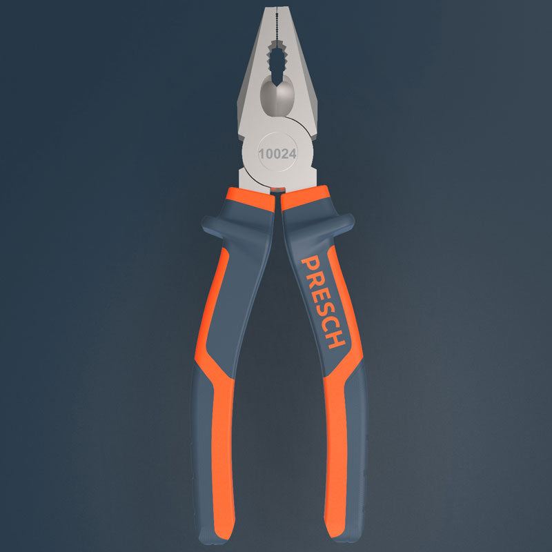 PRESCH Kombizange 10024 mit ergonomischem Griff, hochwertige Zange für Elektrik und Handwerk