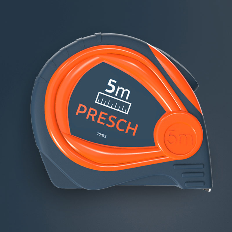 Presch Maßband 5m, hochwertiges Messwerkzeug mit robustem Gehäuse.