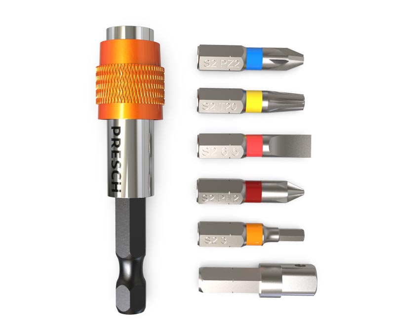 PRESCH Bit Set 32-teilig mit verschiedenen Schraubendreher-Einsätzen und Adapter, Werkzeugzubehör für Akkuschrauber