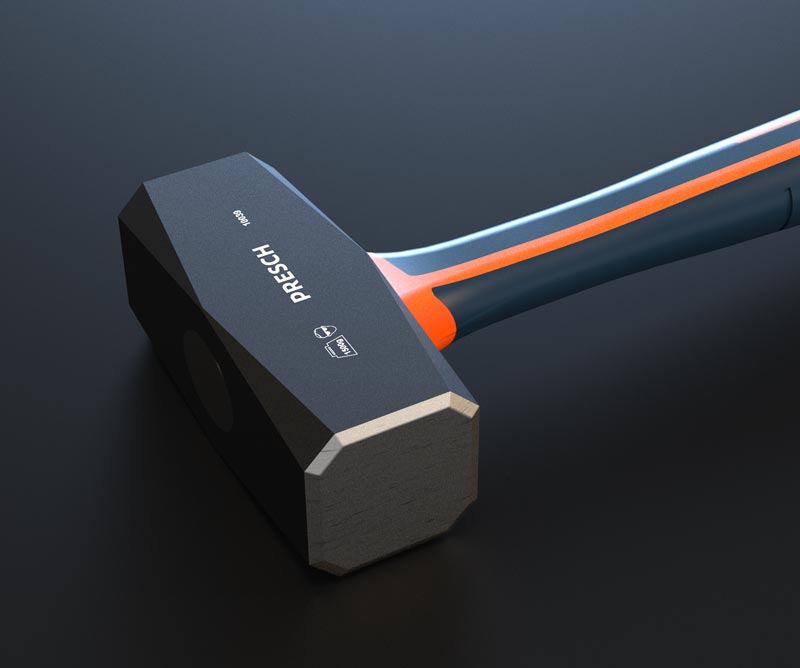 Maillet PRESCH avec manche en fibre de verre 1500g - outil de frappe et marteau robustes pour les travaux de construction