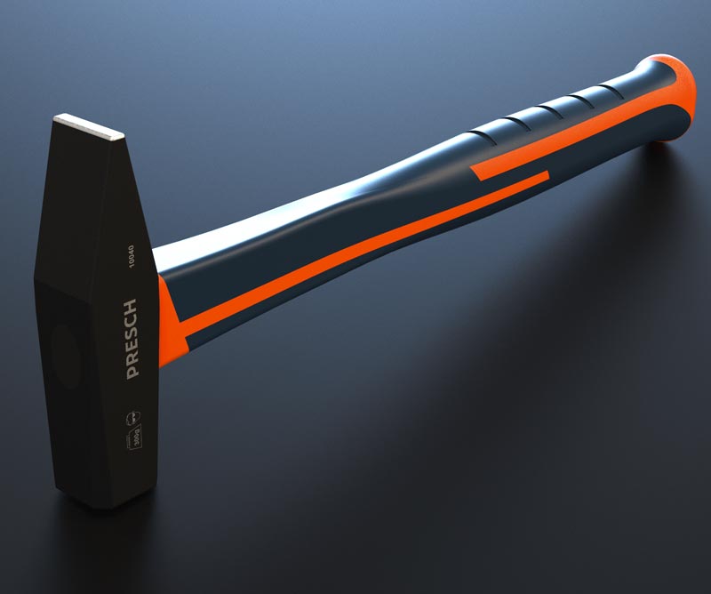 PRESCH Schlosserhammer 300g mit ergonomischem Griff, hochwertiger Handhammer für Präzisionsarbeiten