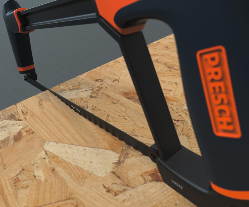 Presch Metallsäge 300mm mit robustem Sägeblatt auf Holzuntergrund, ideal für Eisen- und Feinschnittarbeiten