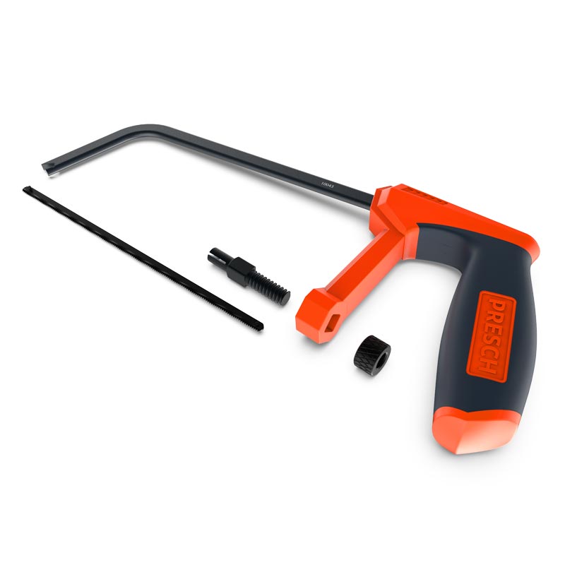 PRESCH Bügelsäge 150mm mit Metallsägeblatt und Ersatzteilen