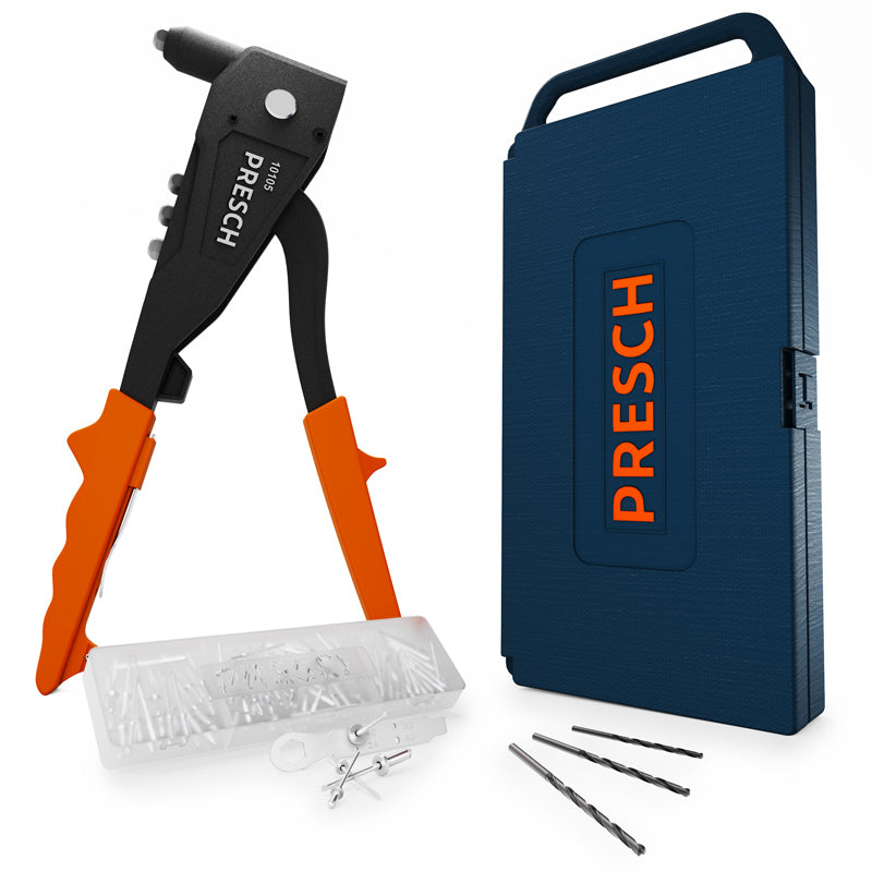 PRESCH Blindnietzange-Set mit Nietmuttern und Transportkoffer.