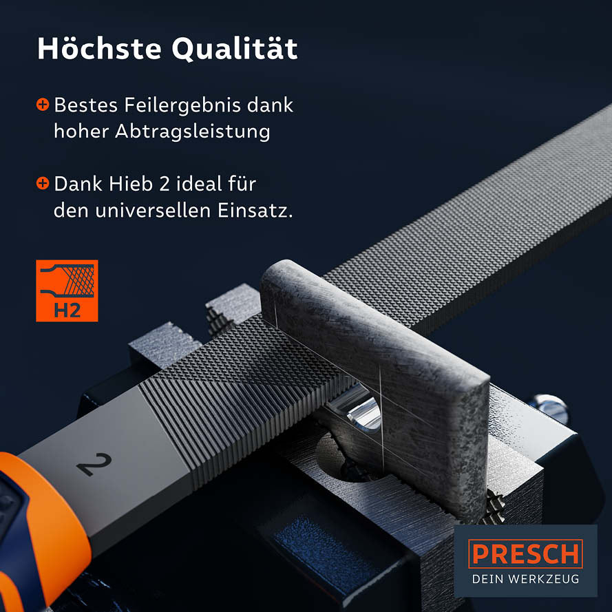 PRESCH jeu de limes avec râpe, limes métalliques de haute qualité pour des travaux artisanaux précis et un traitement efficace des matériaux