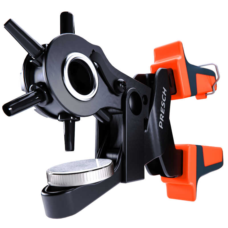 Presch Lochzange mit Revolverkopf und ergonomischen Griffen zur Lochung von Leder und Textilien.