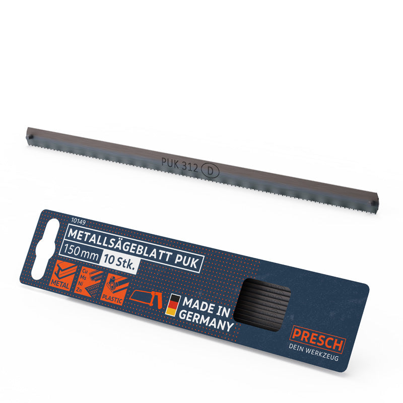 Metallsägeblatt von PRESCH, Sägezubehör für Metallarbeiten, inklusive Verpackung mit Hinweis auf Qualitätssiegel "Made in Germany"