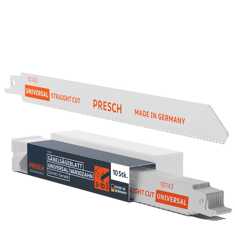 PRESCH Säbelsägeblatt Universal für Metall und Holz, 210mm, mit Variozahnung und Schnittgerade
