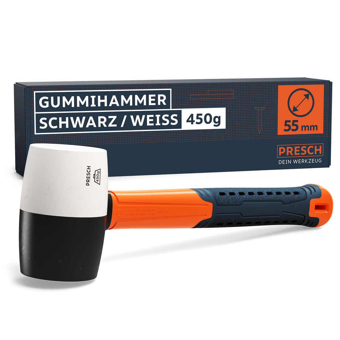 Gummihammer Schwarz/Weiß