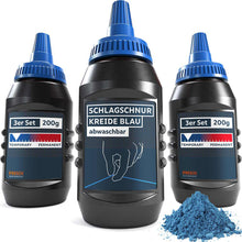 PRESCH craie bleue à bande dans le pack avantageux de 3 (3 × 200 g) – poudre de marquage lavable dans des flacons doseurs pratiques pour un traçage précis.