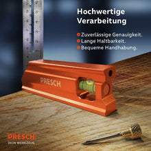 PRESCH angle de fixation 200 mm en métal avec niveau à bulle et gravure de précision sur table en bois