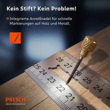 PRESCH Anschlagwinkel 250mm mit integrierter Anreißnadel zur Markierung auf Holz und Metall