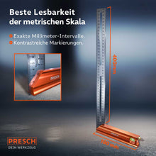 PRESCH Anschlagwinkel 400mm mit klarer metrischer Skalierung und präzisen Messmarkierungen.