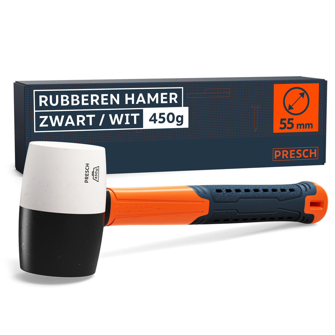 Rubberhamer zwart/wit