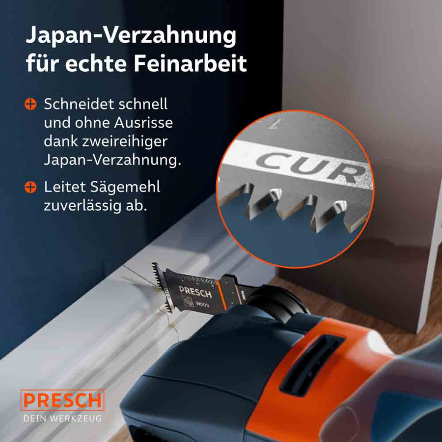 Dubbele rij Japanse tandwiel snijdt een plint snel en zonder scheuren.