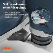 Schraper snijdt oude siliconenvoegen zonder resten van het werkblad