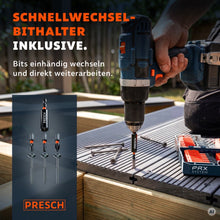 Akkuschrauber mit Schnellwechsel-Bithalter beim Verschrauben von Terrassendielen