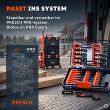 Geöffnete Bitbox im PRX Case S vor gestapelten PRX Koffern auf der Baustelle