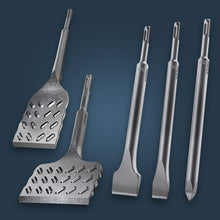 PRESCH Meißel Set 5-teilig mit SDS Plus Fliesenmeißeln schmal und breit sowie Langmeißel-Set