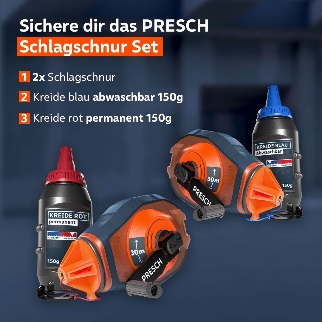 De set bevat twee slagstiftmachines en elk één fles blauwe en rode krijt, 150 gram.